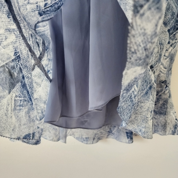 L'AGENCE Leonie Denim-Inspired Off Shoulder Silk Mini dress Size Small - Picture 10 of 15